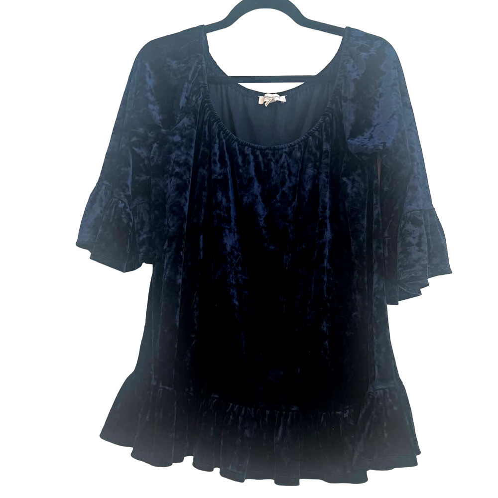 Beach Lunch Lounge Royal Blue Crush Velvet with Bell Statement Sleeves